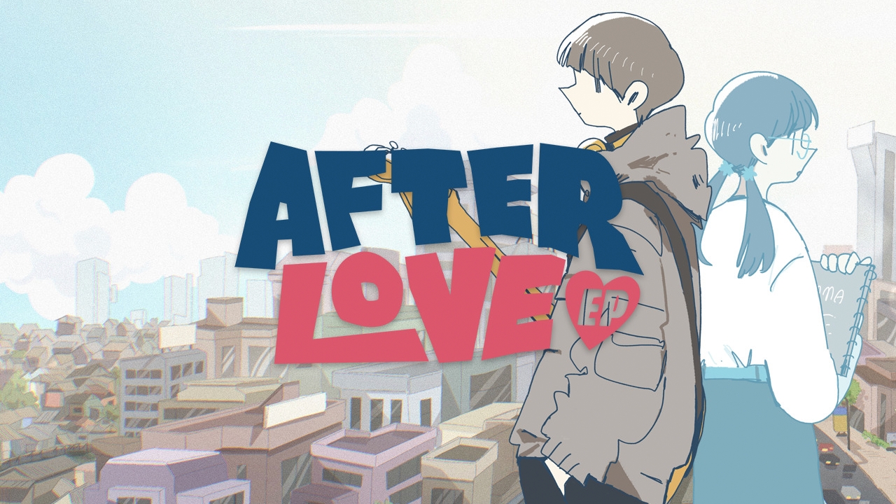 Featured image Afterlove EP visual novel indie Indonesia dengan ilustrasi karakter Rama berlatarkan desain sederhana bernuansa emosional.