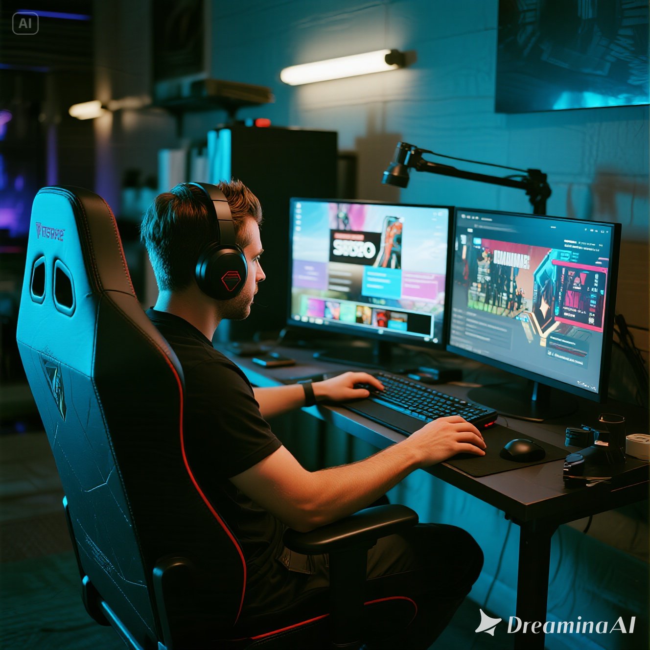 Ilustrasi platform streaming esports populer 2025 seperti Twitch, YouTube Gaming, dan TikTok Live dengan ikon turnamen gaming.
