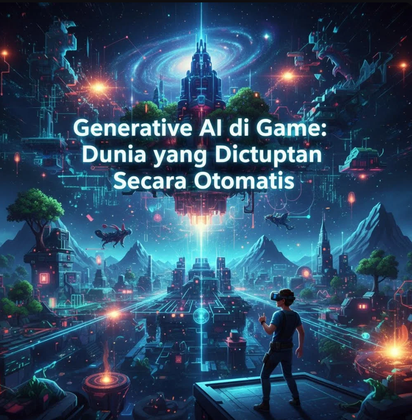 Dunia game futuristik yang terbentuk otomatis menggunakan teknologi generative AI