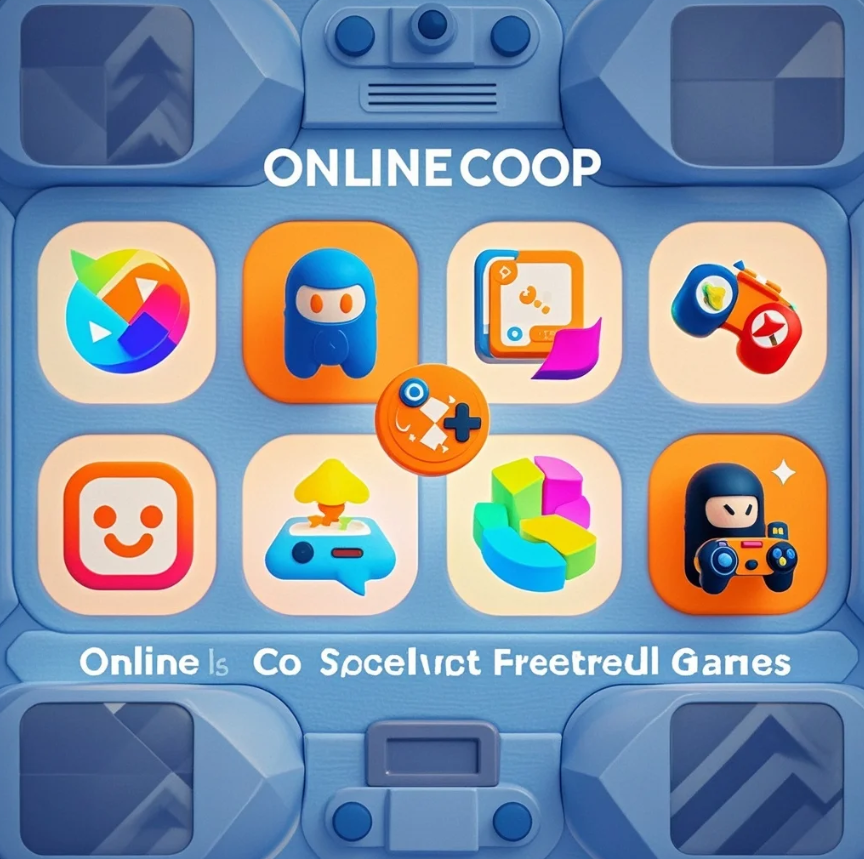 Sekelompok teman bermain game co-op online dengan headset, terlihat kompak di layar yang menampilkan misi tim